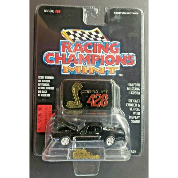 1996 Racing Champions Mint-1968 Ford Mustang Cobra #55 Black Cobra Jet 1:60 HW3 - Picture 1 of 6
